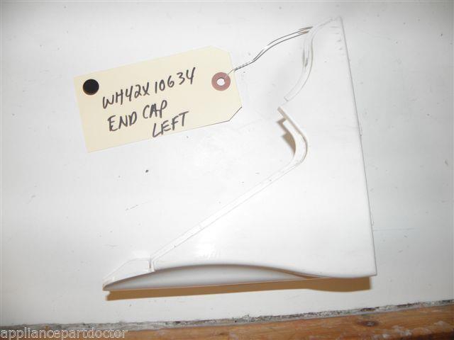 GE WASHER WH42X10634 LH WHITE ENDCAP USED PART ASSEMBLY FREE SHIPPING GE WASHER WH42X10634 LH WHITE ENDCAP USED PART ASSEMBLY FREE SHIPPING